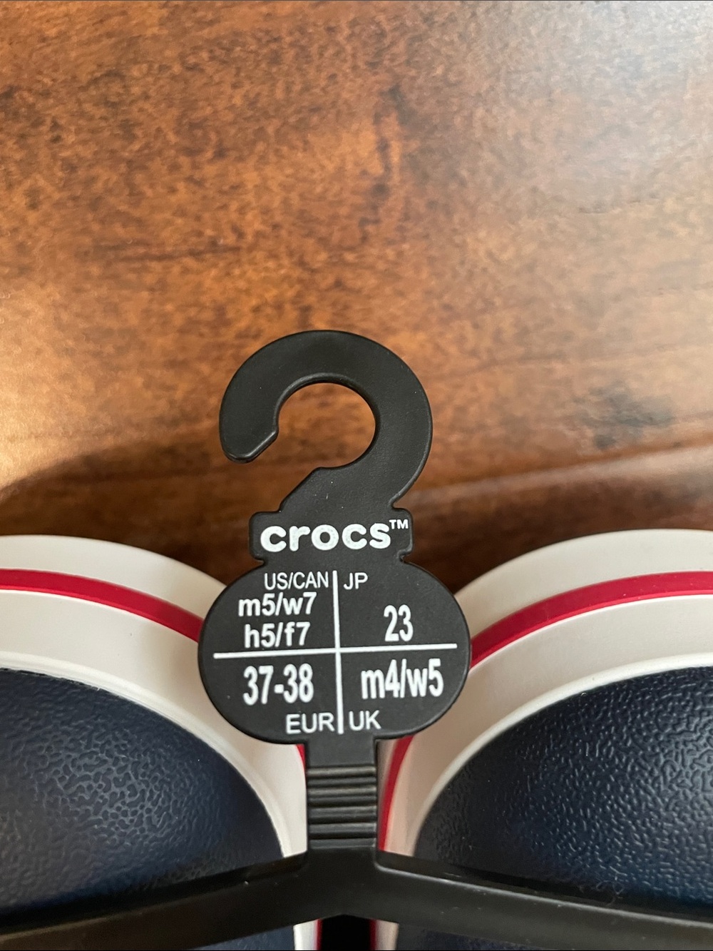 CROCS Unisex Crocband Clog - Navy with Red & White Stripes - Picture 5 of 7